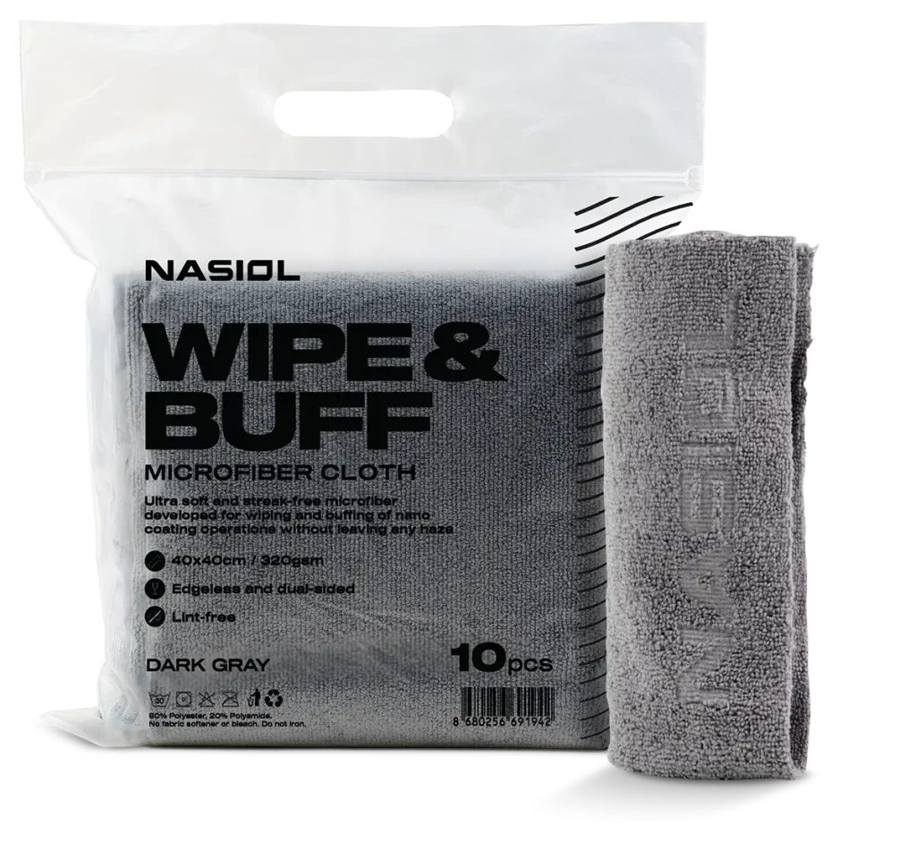 Nasiol Wipe and Buff Microfiber Cloth Dark Gray 10pc