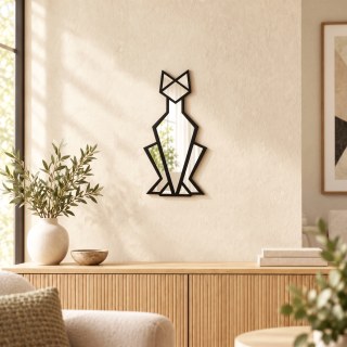 Geometrik Kedi Duvar Aynası | Renkli Mozaik Vitray Dekor | Art Deco Siyah Kedi Silüetli Ayna | Kedi Severlere Özel Benzersiz Hediye
