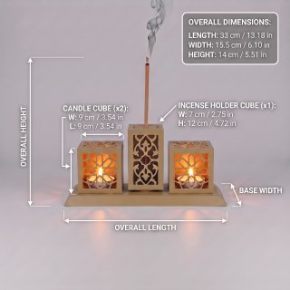 Lazer Kesim Metal Tealight Mumluk ve Tütsülük Seti | Geometrik Selçuklu Yıldızı Motifli Modern Ev Dekoru | Benzersiz Masa Süsü ve Hediye - görsel 6