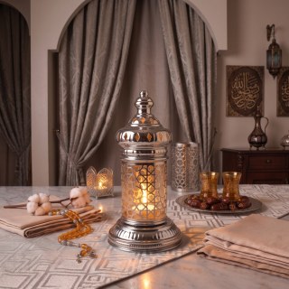 Beyaz Geometrik Metal Fener | Selçuklu Yıldızı Desenli Tealight Mumluk | Minimalist Fas Tarz - görsel 6