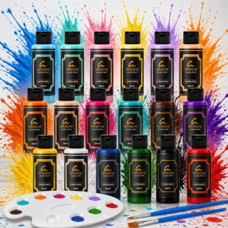 Artzone Akrilik Boya Seti 18 Renk x 60ml. (Palet ve 2 Fırça Hediye)