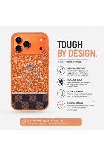 Vissel iPhone 17 Pro Max Kompatible Hülle mit Steinbesatz und Herzdetail – Glänzende Steine, Stoßdämpfender Schutz, Stilvoll & T