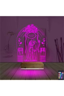 Gelin damat yıldönümü için kişiye özel 3D LED lamba, lazer kazıma ve 16 renk seçeneğiyle masa gece lambası