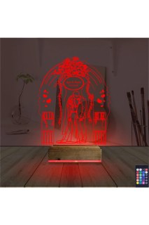 Gelin damat yıldönümü için kişiye özel 3D LED lamba, lazer kazıma ve 16 renk seçeneğiyle masa gece lambası