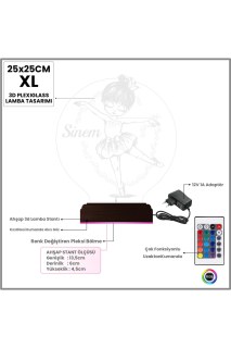 Balerin temalı çocuk odası için kişiye özel 3D LED lamba, lazer kazımalı ve 16 renk seçeneğiyle masa gece lambası