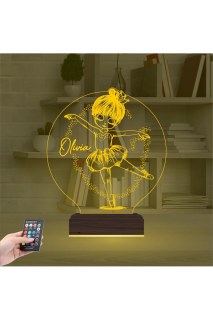 Kişiye özel lazer kazımalı balerin temalı 3D LED masa gece lambası, çocuk odası için dekoratif aydınlatma