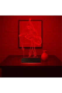 Balerin bale tasarımlı kişiye özel 3D LED illüzyon masa gece lambası, ahşap kaideli ve 16 renk seçenekli ev dekoru ürünü