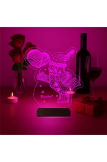 Kardan Adam temalı kişiye özel 3D LED masa gece lambası, lazer kazımalı ve ahşap kaideli yılbaşı hediyesi