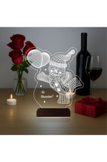 Kardan Adam temalı kişiye özel 3D LED masa gece lambası, isim ve tarih kazımalı yılbaşı hediyesi