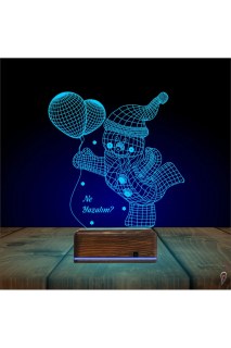 Kardan Adam temalı kişiye özel 3D LED masa gece lambası, lazer kazımalı ve uzaktan kumandalı renk seçenekli