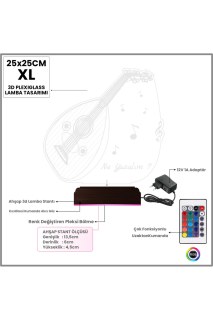 Ud Udi Müzik Nota Temalı Kişiye Özel 3D LED Masa Gece Lambası