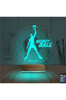 Basketbol temalı kişiye özel 3D LED lamba, masa gece lambası, lazer kazımalı ve 16 renk seçenekli dekoratif aydınlatma