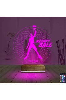 Basketbol temalı kişiye özel 3D LED lamba, masa gece lambası, lazer kazımalı ve 16 renk seçeneğiyle dekoratif aydınlatma