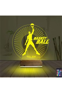 Basketbol temalı kişiye özel 3D LED masa gece lambası, lazer kazımalı, 16 renk seçeneğiyle dekoratif aydınlatma ürünü