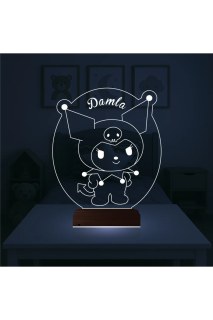 Kişiye özel 3D LED çocuk odası masa lambası, çizgi film tasarımlı, lazer kazımalı, ahşap kaideli, 16 renkli RGB ışık