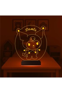 Kişiye özel 3D LED illüzyon çocuk odası lambası, ahşap kaideli, 16 renkli uzaktan kumandalı masa gece lambası