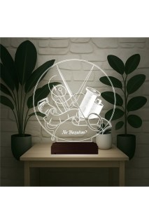 Terzi Moda Stilist kişiye özel 3D LED illüzyon masa lambası, lazer kazımalı ve 16 renkli LED ışık seçenekleriyle
