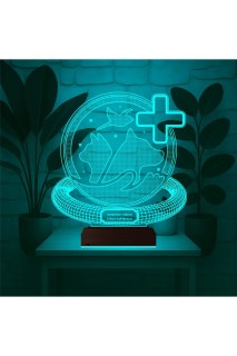 Veteriner hekimlere özel, kişiselleştirilebilir 3D LED masa lambası, lazer kazımalı ve 16 renk seçeneğiyle masa gece lambası