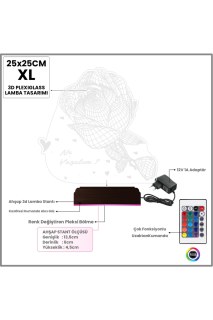 Sevgiliye hediye olarak kişiye özel lazer kazımalı 3D LED illüzyon masa lambası, ahşap kaideli ve 16 renk seçenekli