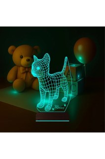 Kedi tasarımlı kişiye özel 3D LED lamba, masa gece lambası olarak şık ve anlamlı dekorasyon ürünü