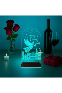 Kişiye özel lazer kazımalı 3D LED illüzyon masa lambası, yılbaşı hediyesi için dekoratif gece lambası
