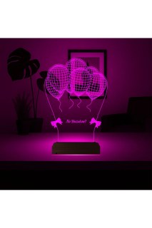 Doğum günü için kişiye özel 3D LED lamba, lazer kazımalı pleksiglas ve ahşap kaideli masa gece lambası