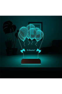 Doğum günü için kişiye özel 3D LED lamba, lazer kazımalı pleksiglas ve ahşap kaideli masa gece lambası