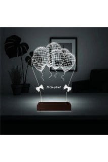Doğum günü için kişiye özel 3D LED lamba, isim ve tarih kazınmış, 16 renk seçeneğiyle masa gece lambası