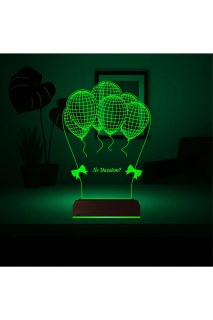 Doğum günü için kişiye özel 3D LED lamba, lazer kazımalı pleksiglas ve ahşap kaideli masa gece lambası