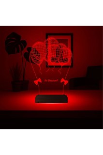 Doğum günü için kişiye özel 3D LED lamba, lazer kazımalı pleksiglas ve ahşap kaideli masa gece lambası