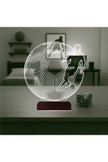 Futbolcu Ronaldo temalı kişiye özel 3D LED masa gece lambası, ahşap kaideli ve 16 renk seçenekli dekoratif aydınlatma ürünü