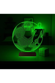 Futbolcu Ronaldo temalı kişiye özel 3D LED masa gece lambası, ahşap kaideli ve 16 renk seçeneğiyle