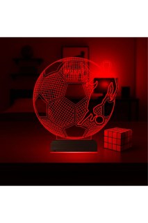 Futbolcu Ronaldo temalı kişiye özel 3D LED masa gece lambası, ahşap kaideli ve 16 renk seçenekli dekoratif aydınlatma ürünü