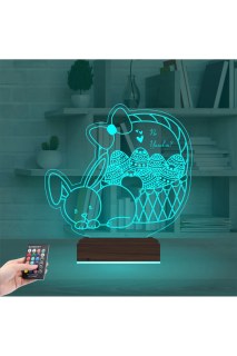 Paskalya temalı kişiye özel 3D LED tavşan ve yumurta gece lambası, çocuk odası dekoru için