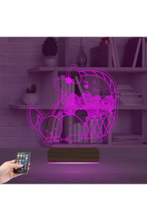 Paskalya tavşan ve yumurta figürlü, çocuk odası için kişiye özel 3D LED masa gece lambası