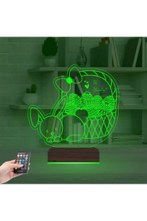 Paskalya temalı kişiye özel 3D LED tavşan ve yumurta figürlü çocuk odası gece lambası