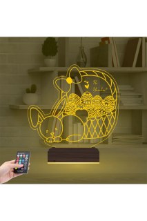 Paskalya temalı kişiye özel 3D LED tavşan ve yumurta figürlü çocuk odası masa gece lambası