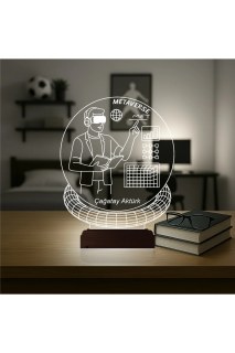 Metaverse temalı kişiye özel 3D LED lamba, ahşap kaideli masa gece lambası, 16 renk seçeneği ve uzaktan kumandalı