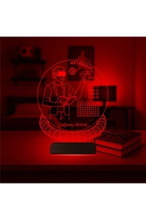 Metaverse temalı kişiye özel 3D LED lamba, ahşap kaideli masa gece lambası, 16 renk ve uzaktan kumandalı