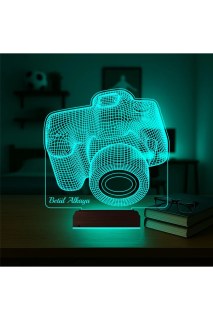 Kişiye özel fotoğraf makinesi tasarımlı 3D LED masa lambası, fotoğrafçı ve bloggerlar için renkli gece lambası