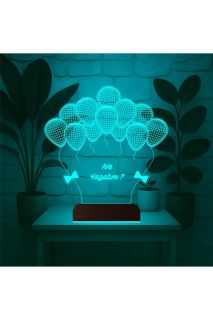 Doğum günü için kişiye özel 3D LED illüzyon masa lambası, lazer kazınmış isim ve tarihlerle dekoratif gece lambası