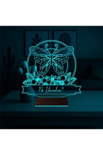 Kelebek tasarımlı kişiye özel 3D LED illüzyon masa lambası, sevgiliye anlamlı hediye ve dekoratif gece lambası