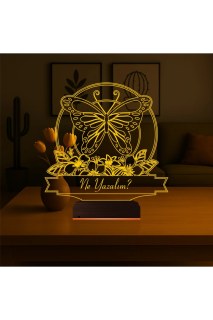 Kelebek tasarımlı kişiye özel 3D LED lamba, masa gece lambası olarak şık ve anlamlı hediye