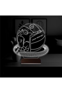 Voleybol topu temalı kişiye özel 3D LED masa gece lambası, erkek voleybolcular için hediye