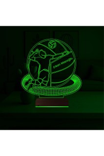 Voleybol topu temalı kişiye özel 3D LED masa gece lambası, erkek voleybolcular için hediye