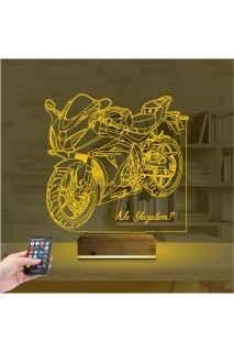 Motorsiklet yarış motoru temalı kişiye özel 3D LED lamba, masa gece lambası olarak kullanıma uygun