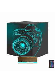 Fotoğraf makinesi tasarımlı kişiye özel 3D LED illüzyon masa gece lambası