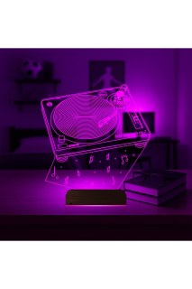Dj Mixer temalı kişiye özel 3D LED masa gece lambası, ahşap kaideli ve 16 renk seçeneğiyle dekoratif aydınlatma