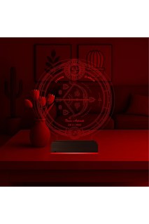 Astroloji Yay Burcu temalı kişiye özel 3D LED illüzyon masa gece lambası, lazer kazımalı pleksiglas ve ahşap kaide