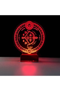 Astroloji Yay Burcu temalı kişiye özel 3D LED illüzyon masa gece lambası, lazer kazınmış isim ve tarihlerle.